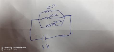 Draw schematic diagram of a circuit consisting of a battery of three ...