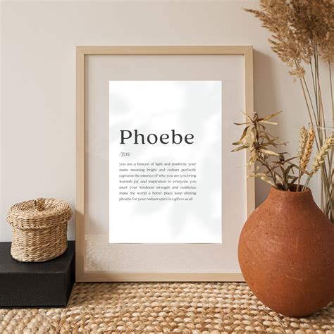 Phoebe Name Definition Poster Personalized Name Art Print Nursery Wall ...
