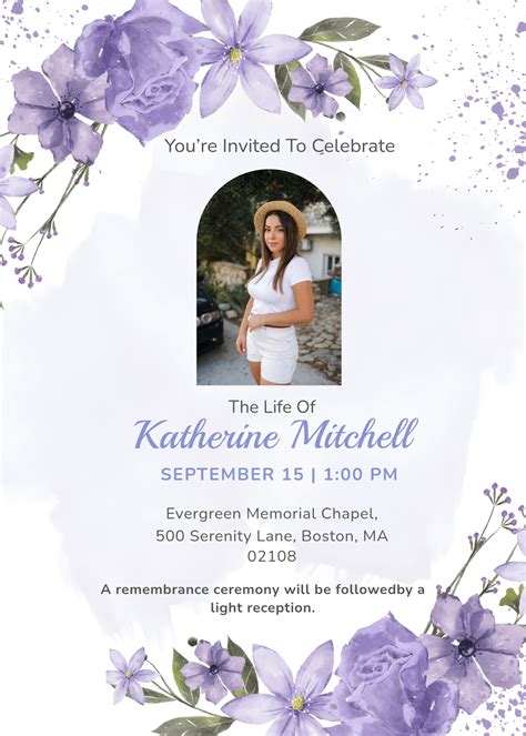 Free Celebration Of Life Invitation Templates, Editable and Printable
