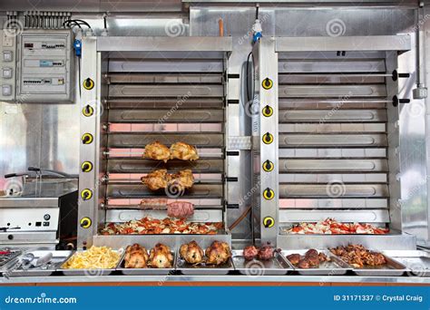 Commercial Stainless Steel Rotisserie Oven Stock Image - Image of deep ...