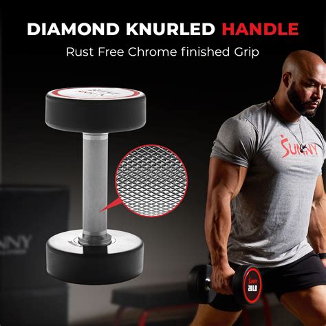 Sunny Health & Fitness Signature Style Polyurethane Round Dumbbells 45 ...