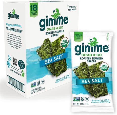 Amazon.com: gimMe Organic Roasted Seaweed Sheets Sea Salt Keto Vegan ...