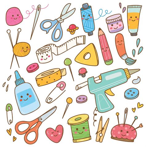 Premium Vector | Art and craft supplies doodle, DIY tools set