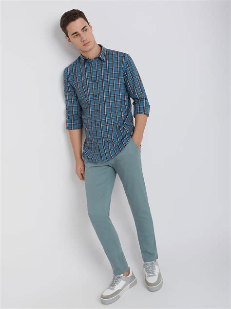 Parx Men Blue Checks Slim Fit Cotton Full Sleeve Shirts – MyRaymond