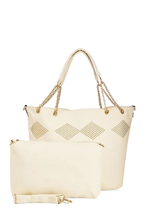 Buy Vero Couture White Riveted Tote & Sling Combo at Amazon.in