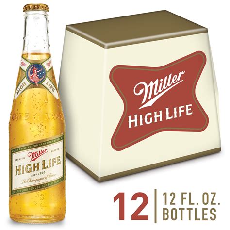 Miller High Life Lager Beer, 12 Pack, 12 fl oz Bottles, 4.6% ABV ...