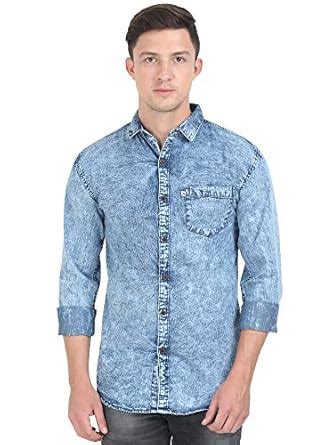 AIDAN PAUL Men's Slim Fit Casual Denim Shirt Blue : Amazon.in: Clothing ...