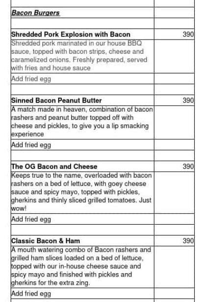 Menu at Burgermeister Koramangala, Bengaluru