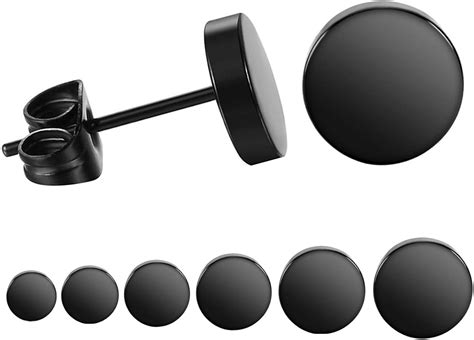 LIEBLICH Black Round Stud Earrings Set Stainless Steel Ear Studs for ...