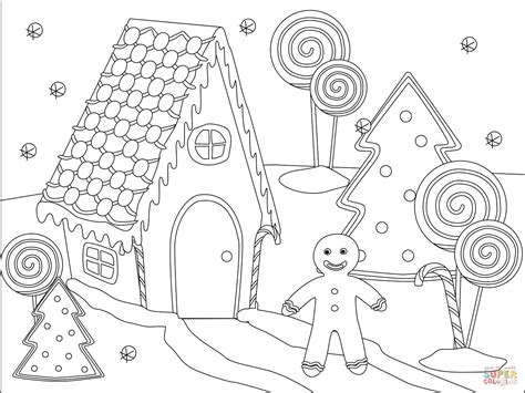 Gingerbread House Sheet Printable Coloring Pages