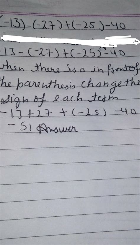 10. Simplify : {(-13) - (-27)} + {(-25) - (40)} - Brainly.in