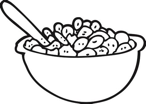 Black And White Cartoon Bowl Of Cereal Stock Clipart | Royalty-Free ...