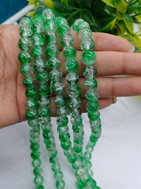 Crackel Glass Beads Size 8mm (Per String Of 50Pcs) CL-025 – Beadwaala