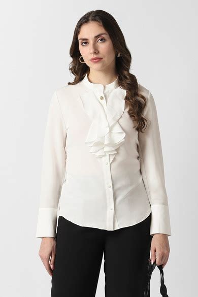 Buy Women White Solid Long Sleeves Formal Shirt Online - 40095358 | Van ...