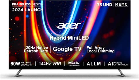 acer 189 cm (75 inches) M Series 4K Ultra HD Smart QLED Mini LED Google ...
