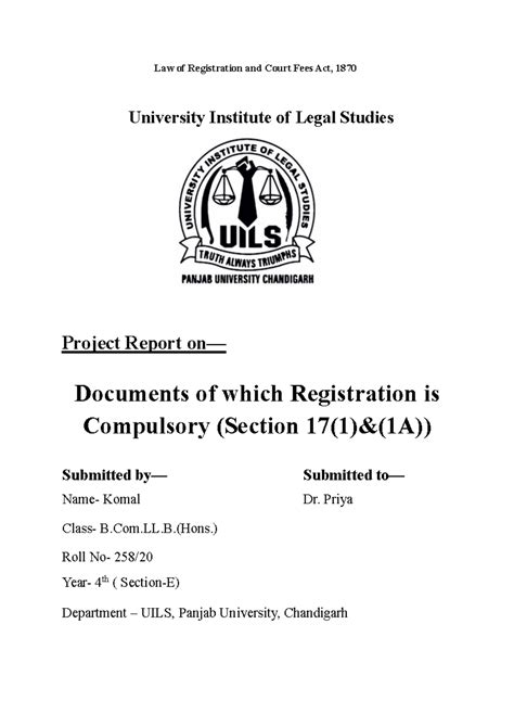 Documents of which Registration is Compulsory (Section 17(1)&(1A ...