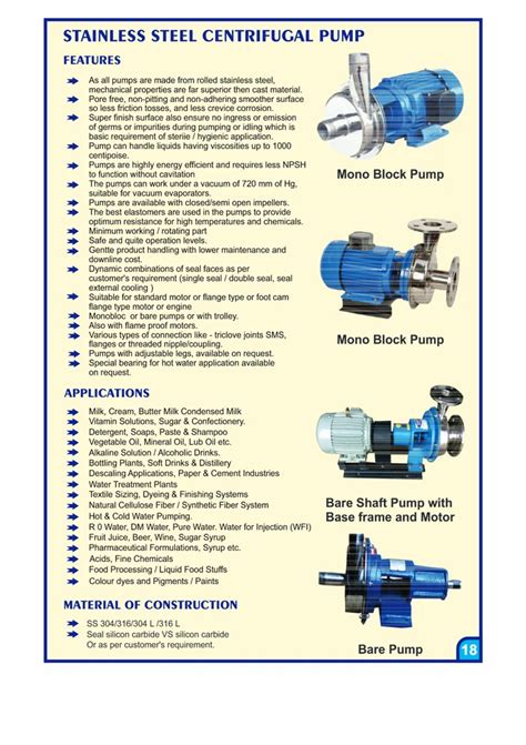 Stainless Steel Centrifugal Pump - Single Stage SS Centrifugal Food ...