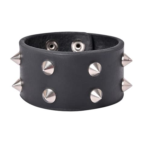 Buy Urbanity Unisex Black Metal Spike Studded Rock Biker Wide Strap ...