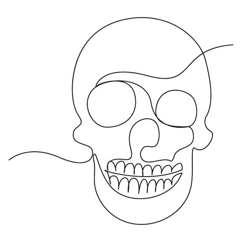 Crânio humano abstrato Desenho contínuo de uma única linha Ilustração ...