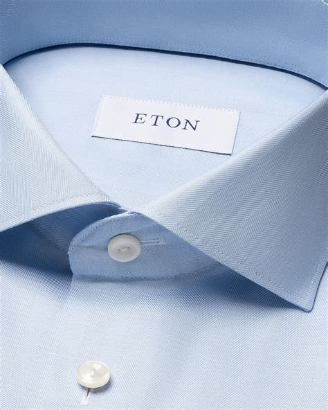 Light blue HerringboneTwill Shirt - Eton