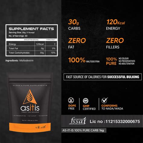 AS-IT-IS Nutrition 100% Pure Carb | Carbohydrates for Weight Gain | Un