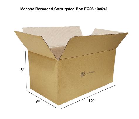 Meesho barcoded corrugated box EC26 10x6x5 Pack of 500