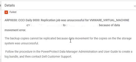PowerProtect: DM5500 Replication Fails from a DM5500 to an External ...