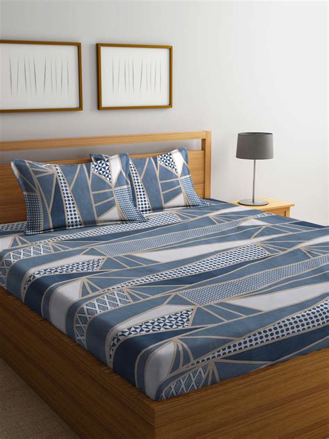 Klotthe Multicolor Geometric 300 TC Cotton Blend Double Bedsheet with ...