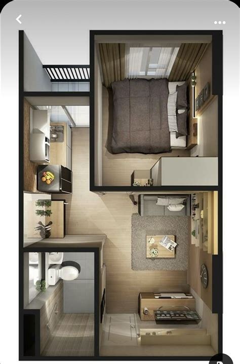 Pin by Vania Lima on Studio | Small apartment design, Small apartment floor plans, Small ...