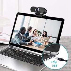 AJUK® Plug-and-Play Full HD 1080p Webcam with Microphone, Autofocus ...