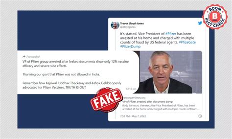 No, Pfizer Vice President Rady Johnson Was Not Arrested | BOOM