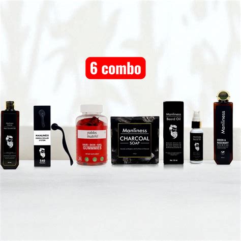 Manliness X Rabbs Nutri Hair and beard growth Combo (Pack of 6)