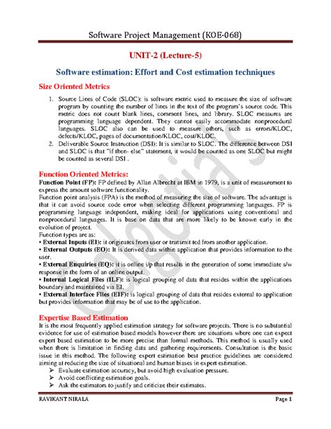 Software Project Management Unit-2 5 - Software Project Management (KOE ...