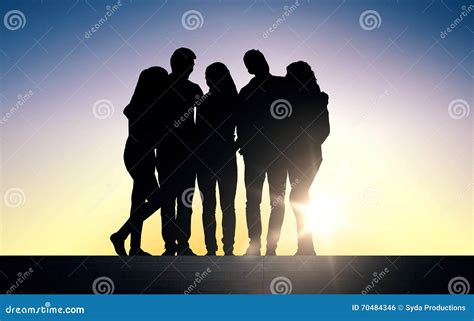 Silhouettes of Friends Sitting on Stairs Over Sun Stock Illustration - Illustration of friends ... - silhouette of friends