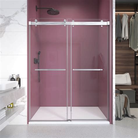 SHANRUGUOJI Double Sliding Frameless Shower Door With 3/8 Inch (10Mm ...