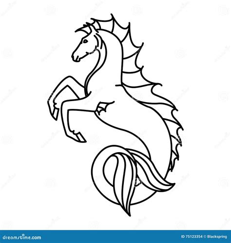 Flat Linear Hippocampus Illustration | CartoonDealer.com #75123354