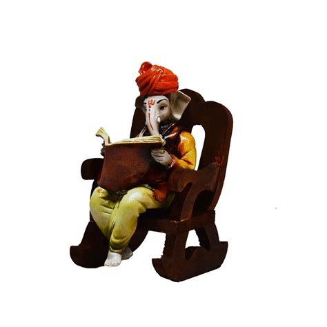 eCraftIndia Lord Ganesha Reading Book on Wooden Chair (LxWxH ...