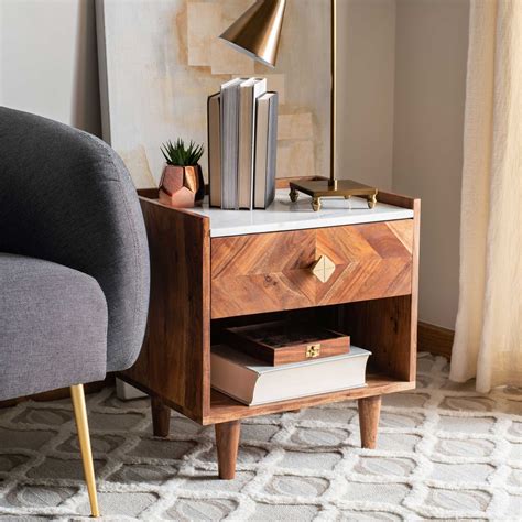 mid century modern nightstand white