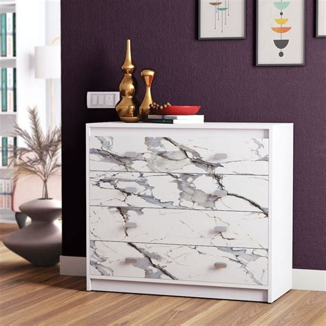 Majestic Chest of Drawers (Marble finish Laminate & Moonshine White ...