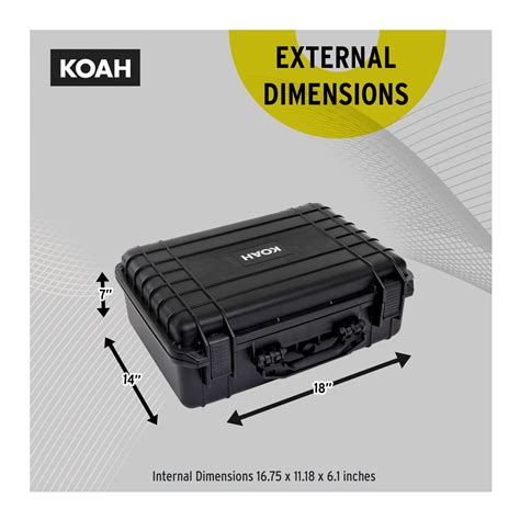 Koah Weatherproof Hard Case with Customizable Foam (18 x 14 x 7 Inch ...