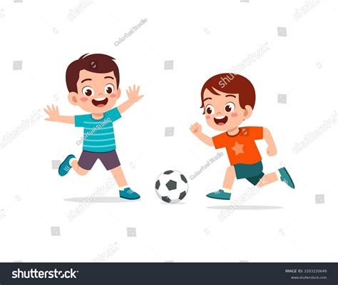 Little Kid Play Football Together Friend Stock Vector (Royalty Free ...