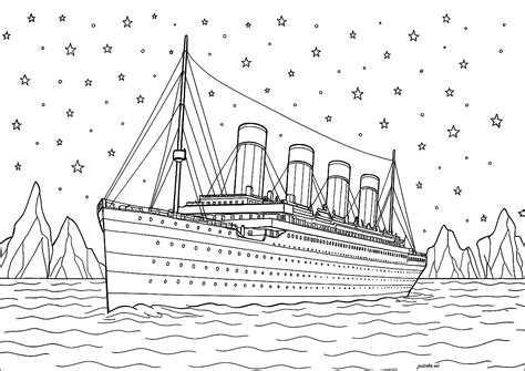 Realistic Titanic Coloring Page Printable