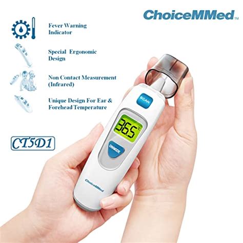 Choicemmed CT5D1 Digital Forehead and Ear Thermometer (2-in-1) Infrared ...
