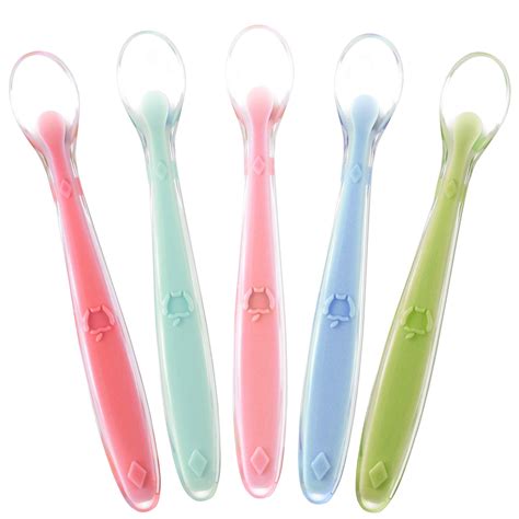 Best First Stage Baby Infant Spoons, 5-Pack, Soft Silicone Baby Spoons ...