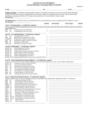 Adams State University General Education Curriculum Form - Blank ...