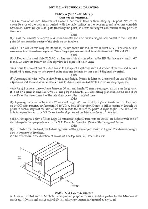 ME22251 Technical Drawing Set 3A: Cycloidal Paths & Projections - Studocu