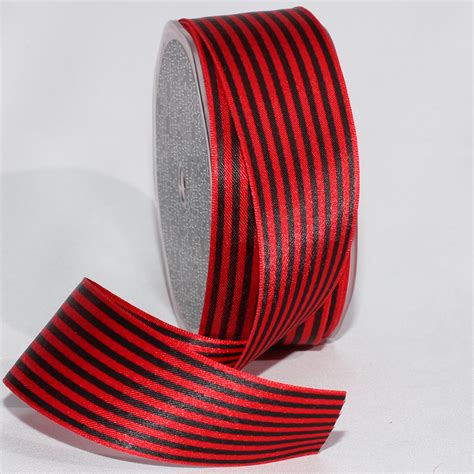 The Ribbon People Red and Black Striped Satin Craft Ribbon 1.5" x 108 ...