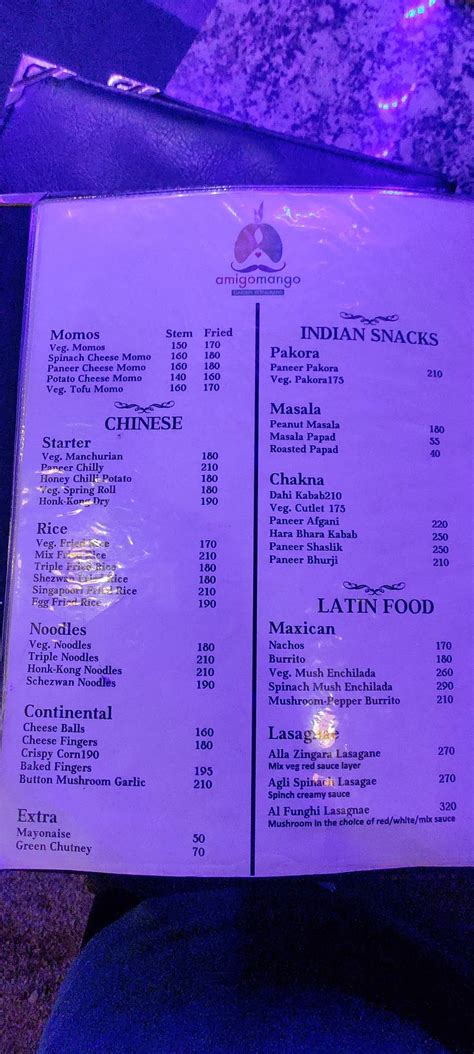 Menu at Amigo Mango Garden restaurant, Pushkar