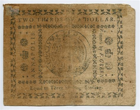 American Numismatic Society: Paper 2/3 Dollar of Maryland, United ...