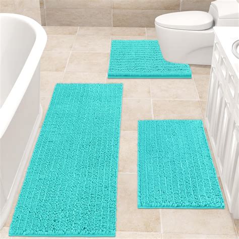 Amazon.com: ACCUMTEK Upgrade Extra Large Teal Green Bathroom Rug Set 3 ...